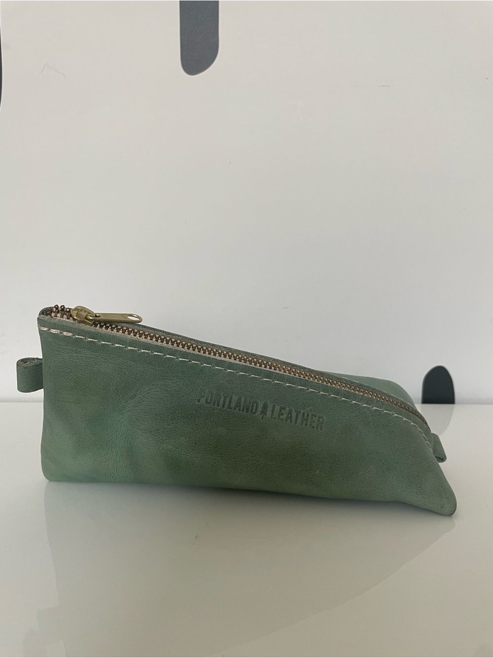 Portland Leather Sage Green Leather Zip Pouch